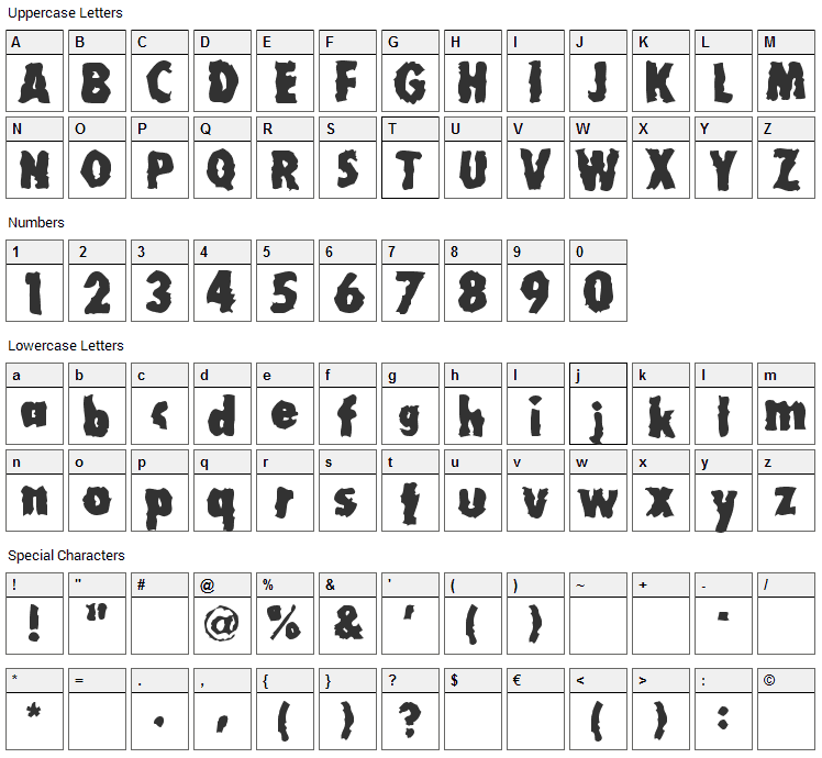 MillionAir Font Character Map