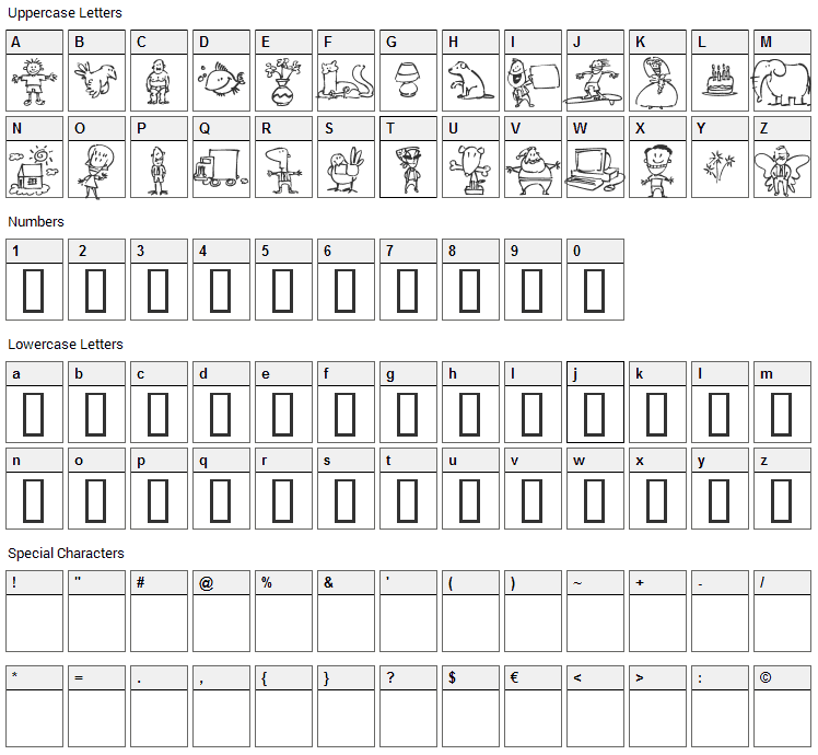 Minimum Wage Font Character Map