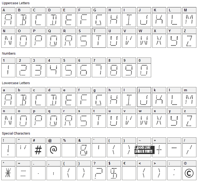 Minisystem Font Character Map