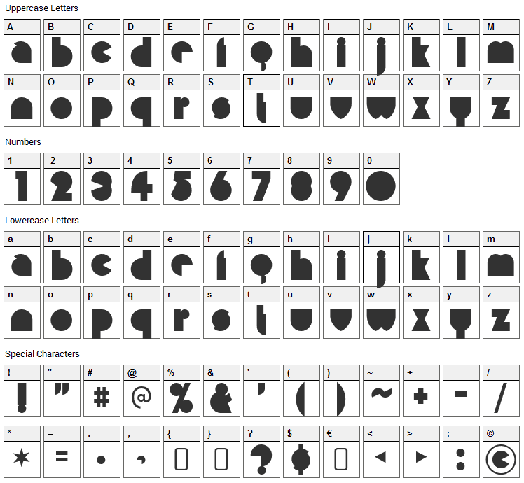Misirlou Font Character Map