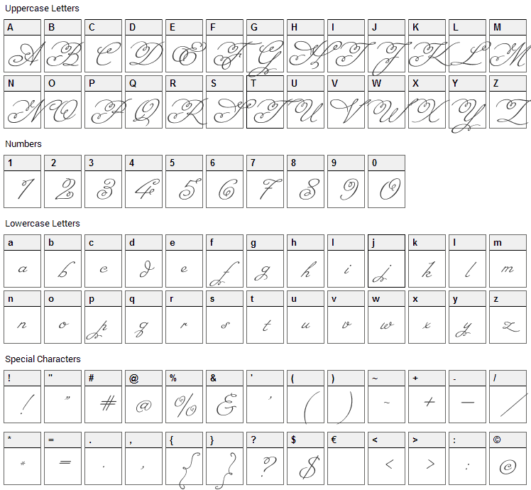 Miss Fajardose Font Character Map