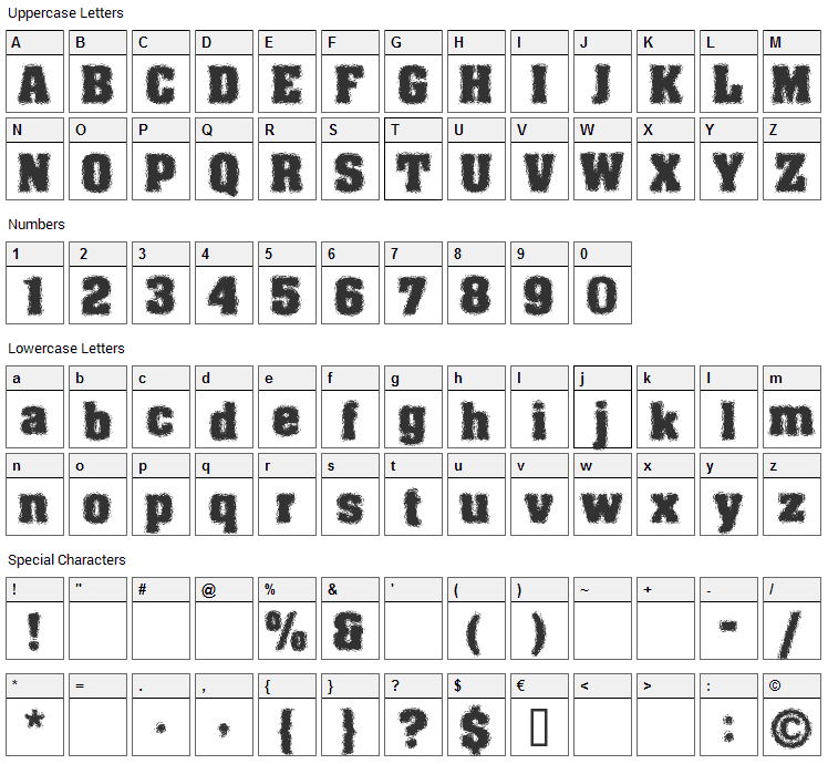 Mister Belvedere Font Character Map