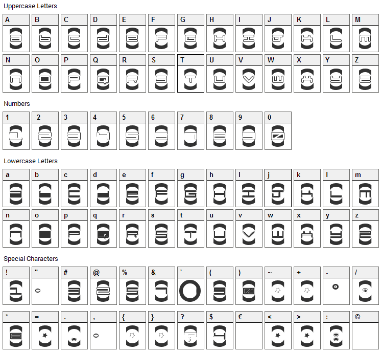 Mister Dope Font Character Map