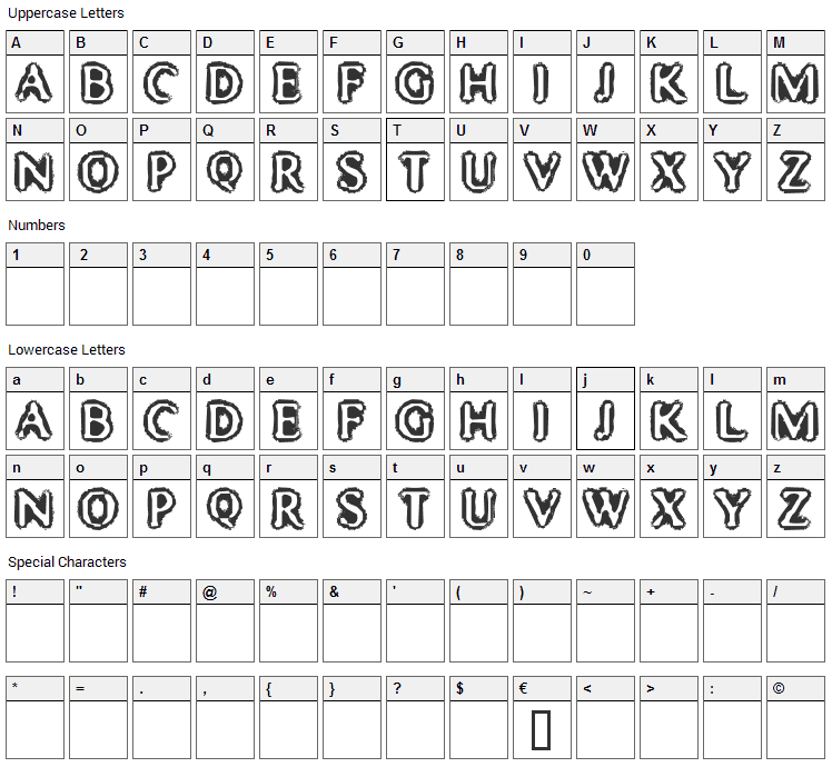 Mister Haddaris Font Character Map