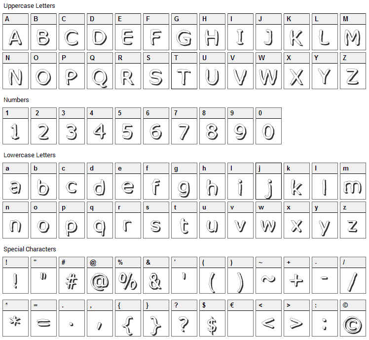 Mixed Feelings Font Character Map