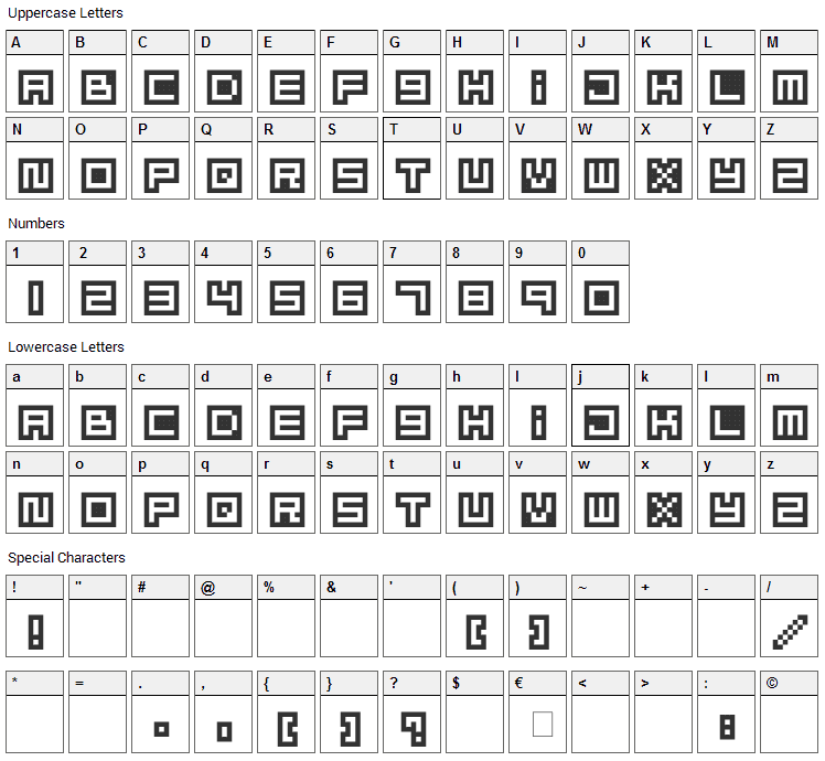 Mizu Font Alphabet Font Character Map