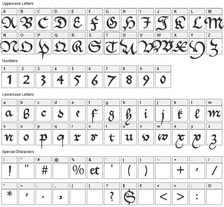 MKantzley Font Character Map