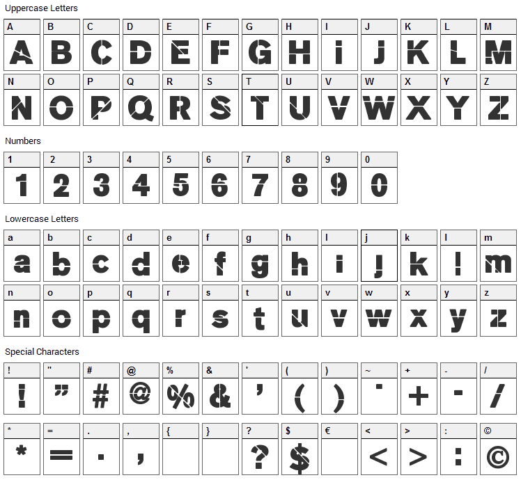 MKStencilsansBlack Font Character Map