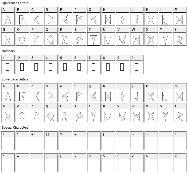 MND Pinballer Font Character Map