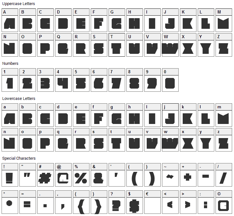 Mod Font Character Map