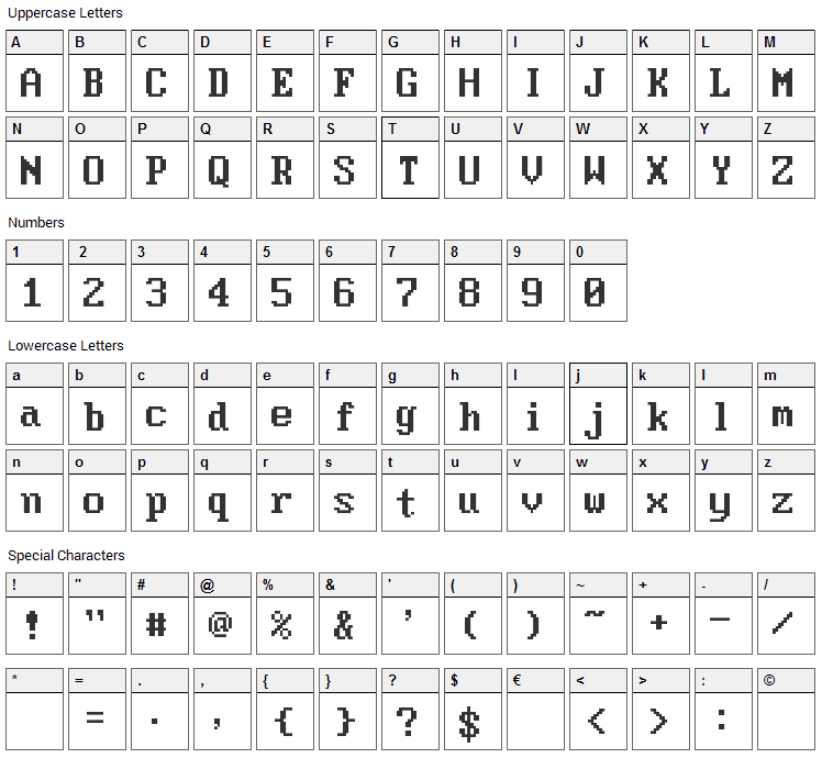 Moder DOS 437 Font Character Map