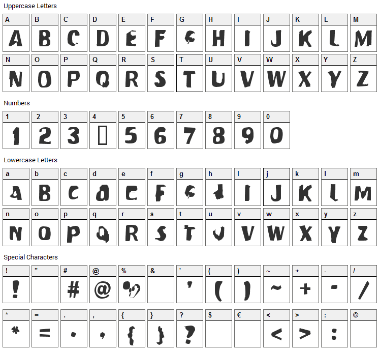 Modern Conformist Font Character Map