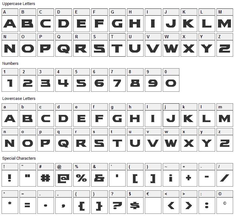 Modi Thorson Font Character Map