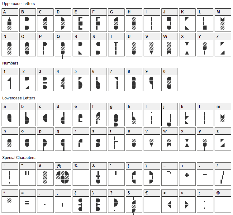 Modulo 3 Font Character Map