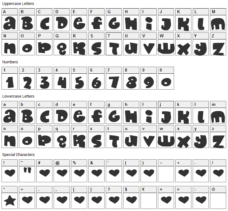 Mona Font Character Map