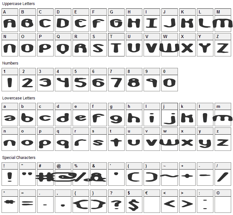 Monkey Phonics Font Character Map