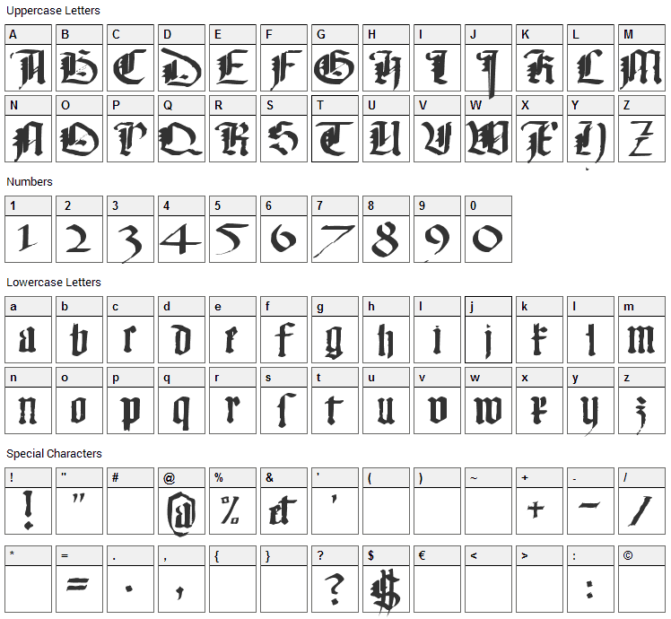 Monky Business Font Character Map