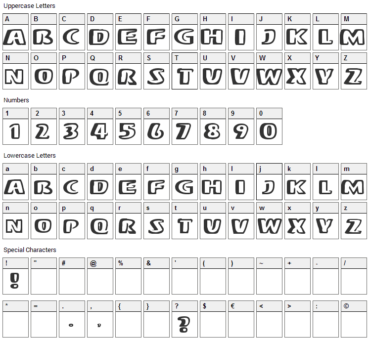 Mono Font Character Map