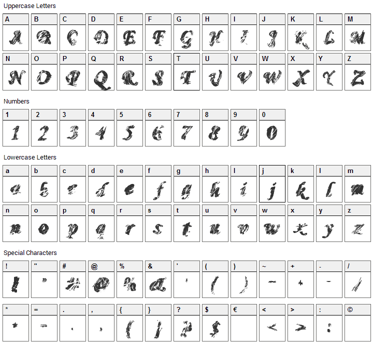 Mono Madness Font Character Map