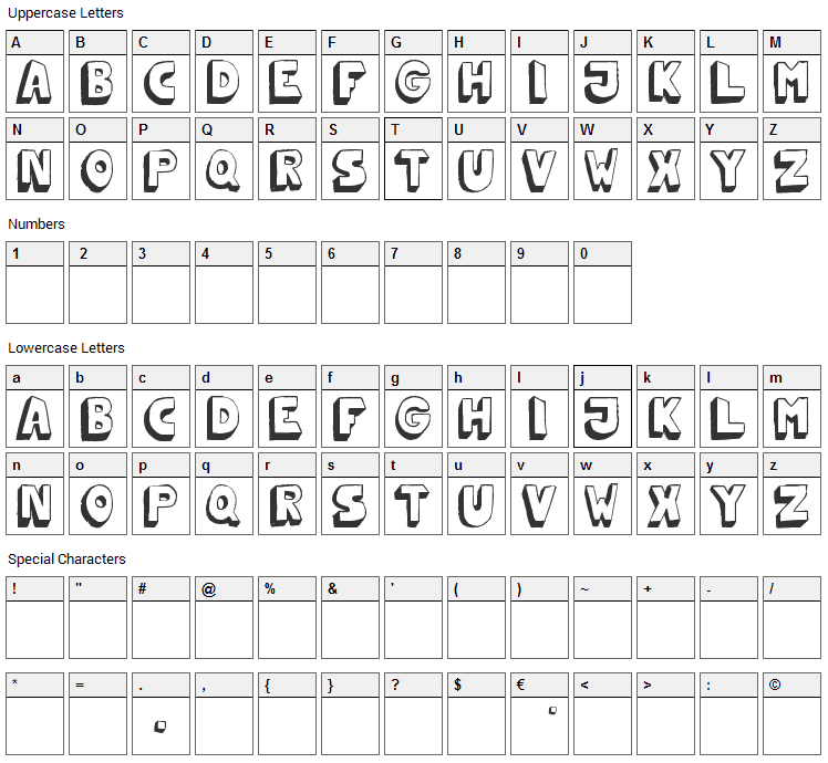 Mono2poser Font Character Map