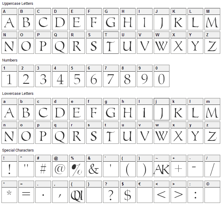 Monograms Toolbox Font Character Map