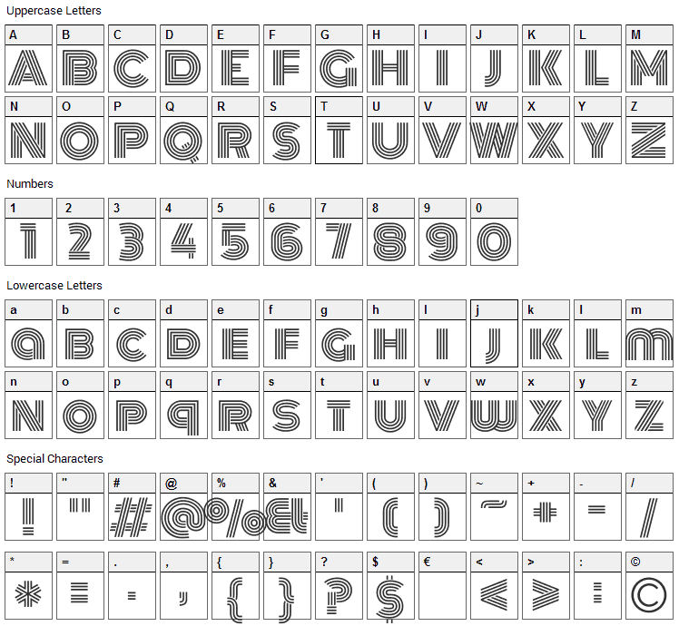 Monoton Font Character Map