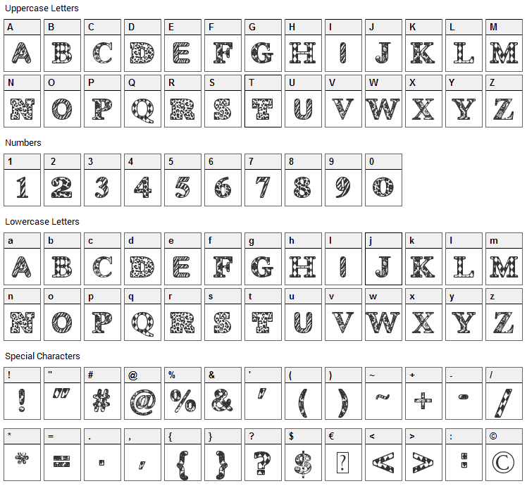 Monovirus Font Character Map