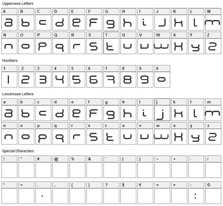 Montana Font Character Map