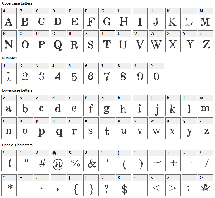 Monteiro Lobato Font Character Map