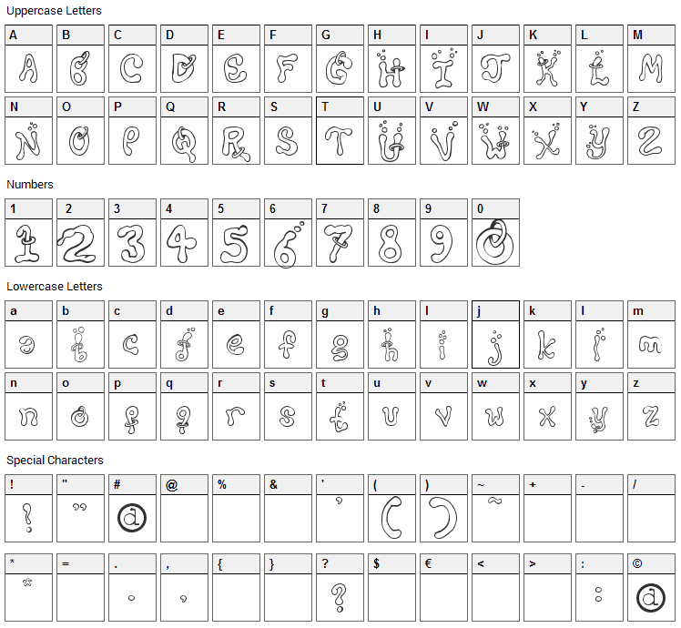 Montezumas Revenge Font Character Map