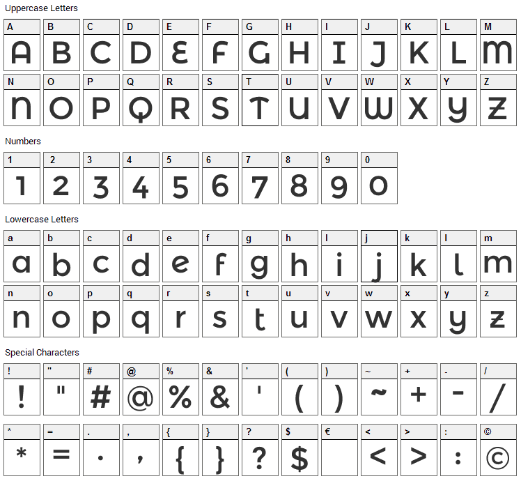 Montserrat Alternates Font Character Map