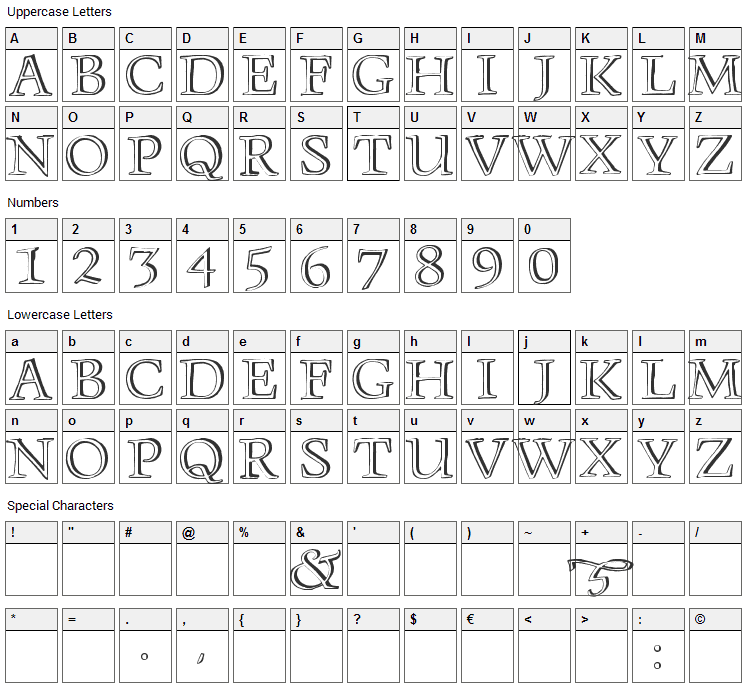 Monument Font Character Map