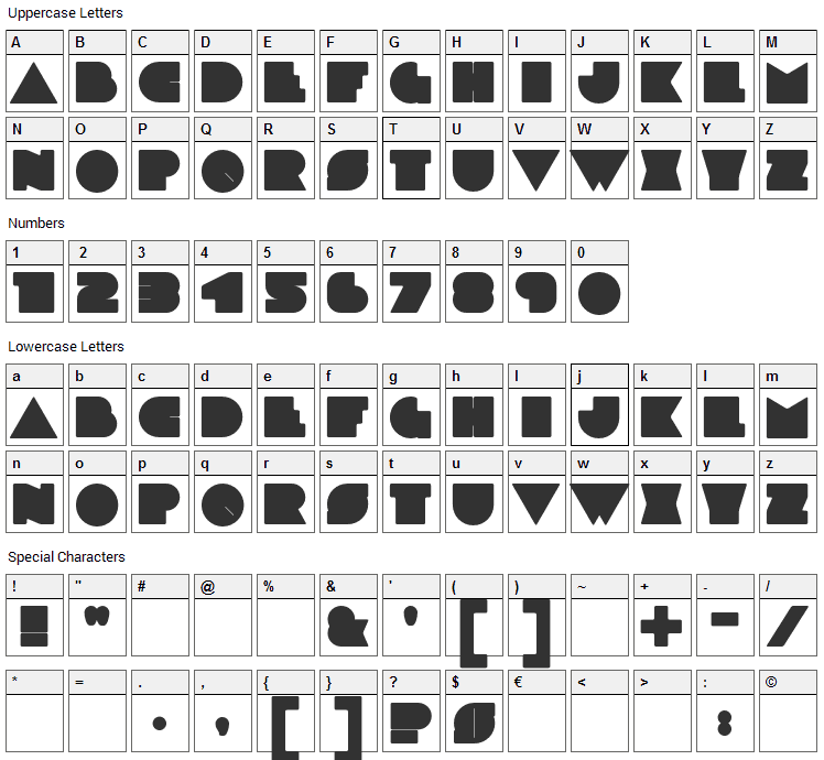 Moo! Font Character Map