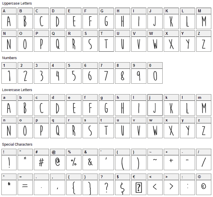 Moon Flower Font Character Map