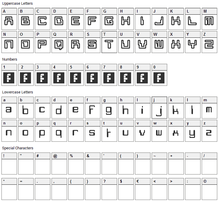 Moon Monkey Font Character Map