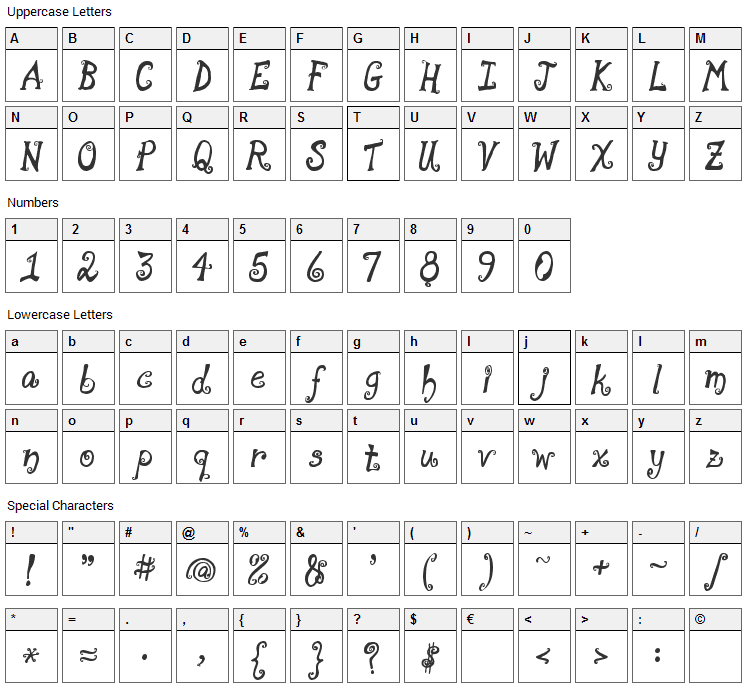 Moonpie a la monde Font Character Map