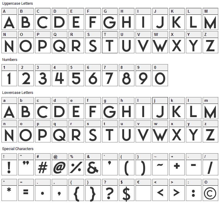 Moonrising Font Character Map