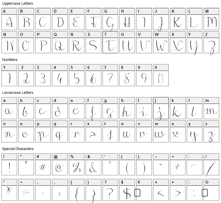 Morado Font Character Map