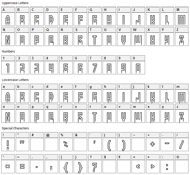 More than human Font Character Map