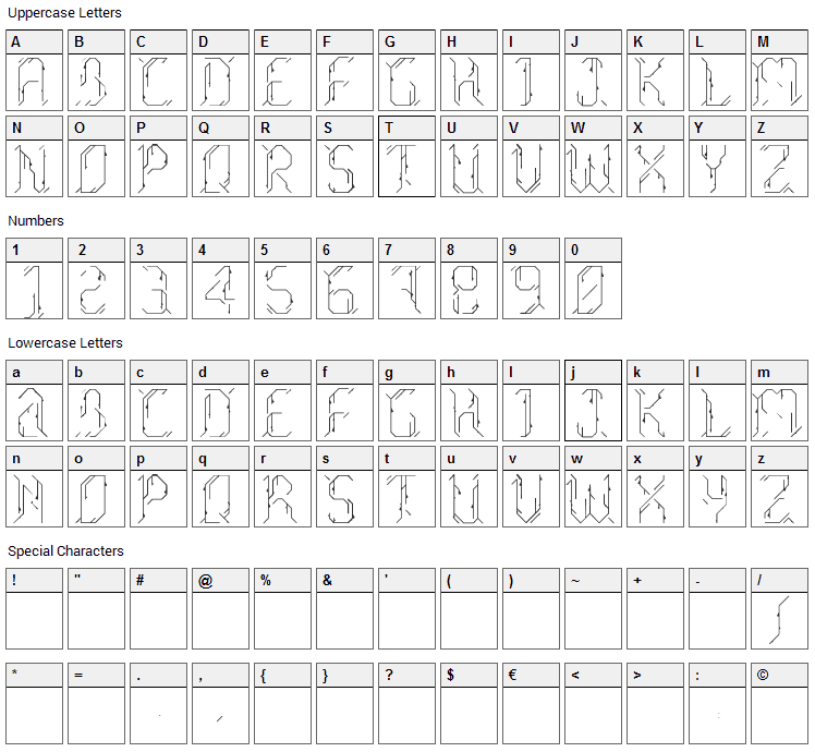 Morgenstern Font Character Map