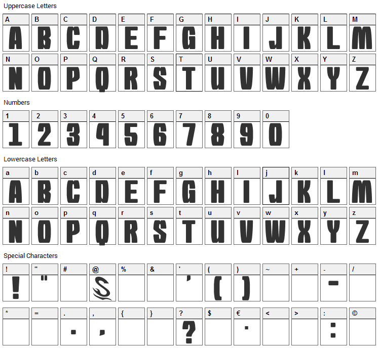 Morning Karashi Font Character Map