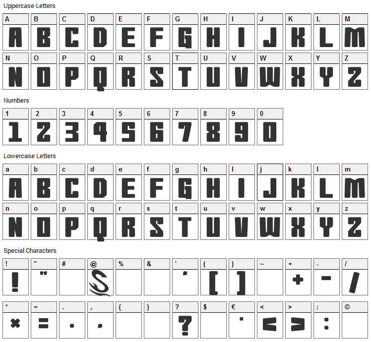 Morning Wasabi Font Character Map