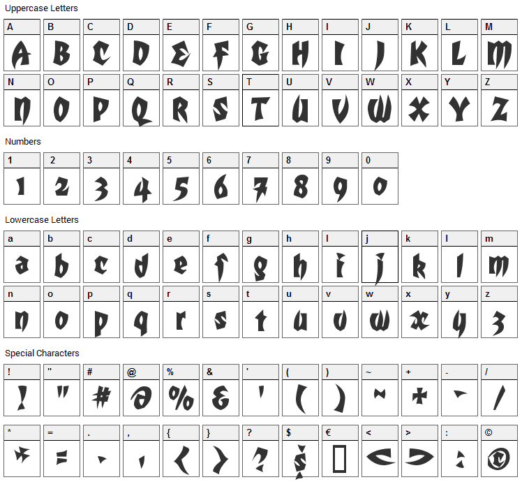 Mortal Kombat Font Character Map