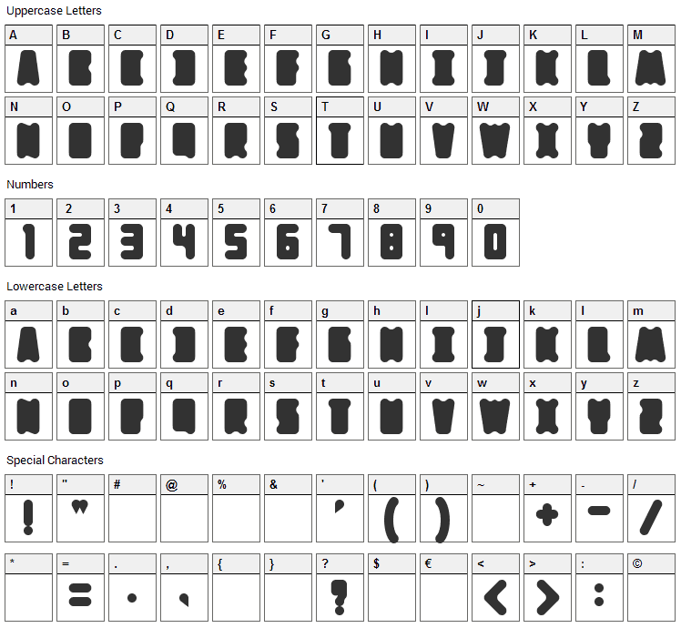 Mothership Font Character Map