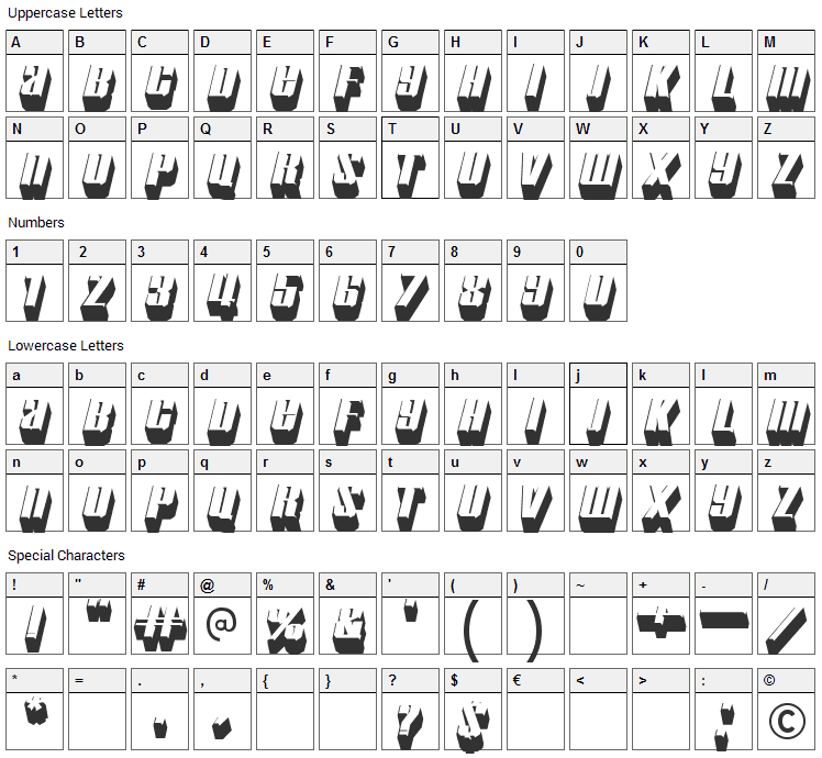 Motorcade Font Character Map