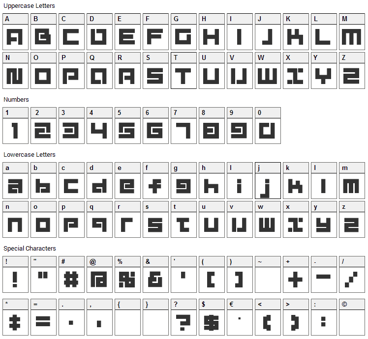 Mouldism Font Character Map