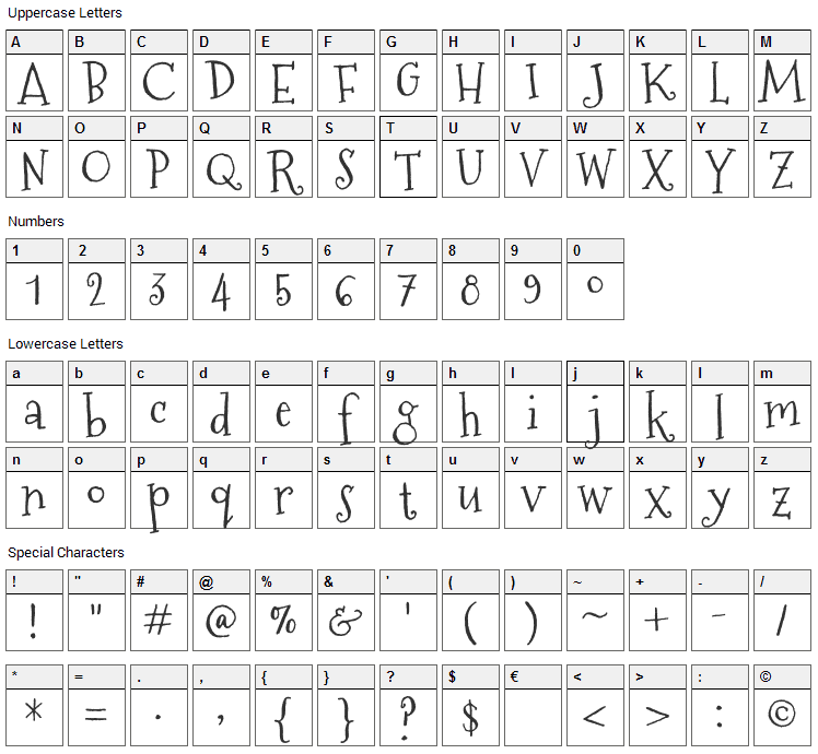 Mountains of Christmas Font Character Map