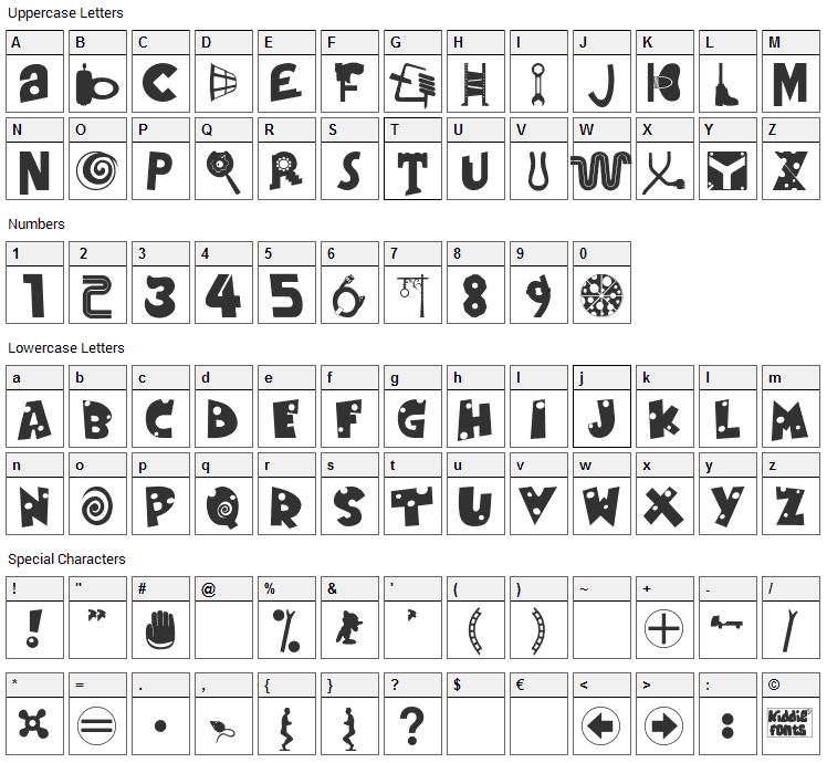 Mouse Trap! Font Character Map