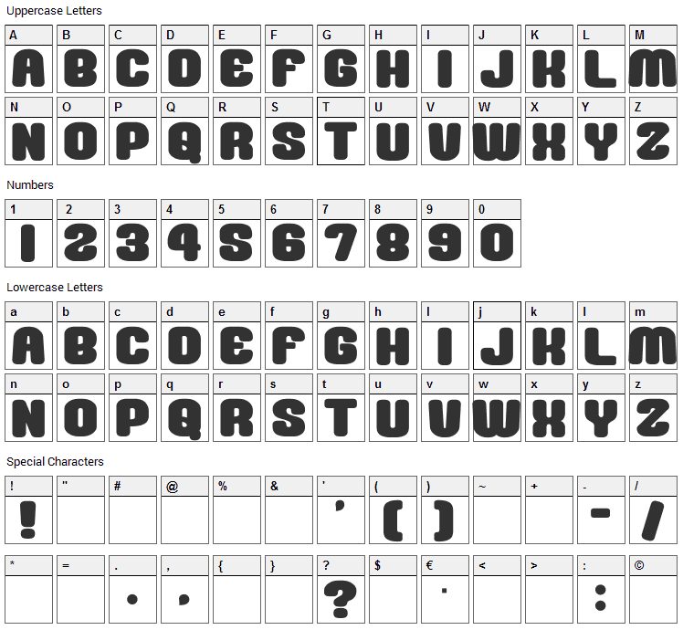 Mousou Record Font Character Map