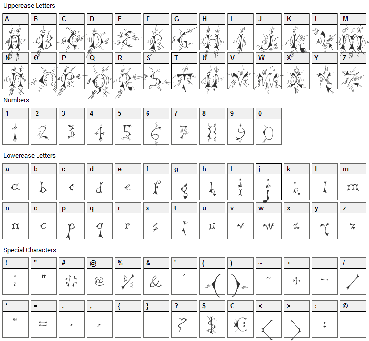 MP SwitchY Font Character Map